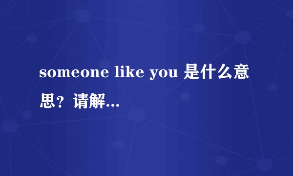 someone like you 是什么意思？请解释一下。
