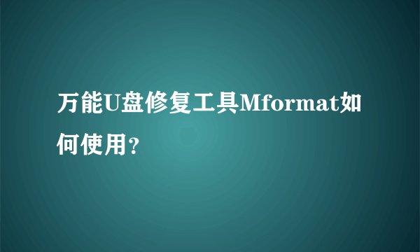 万能U盘修复工具Mformat如何使用？