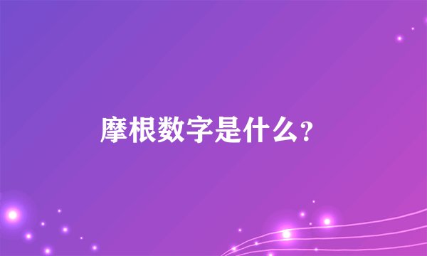 摩根数字是什么？
