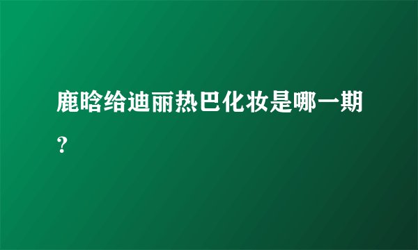 鹿晗给迪丽热巴化妆是哪一期？