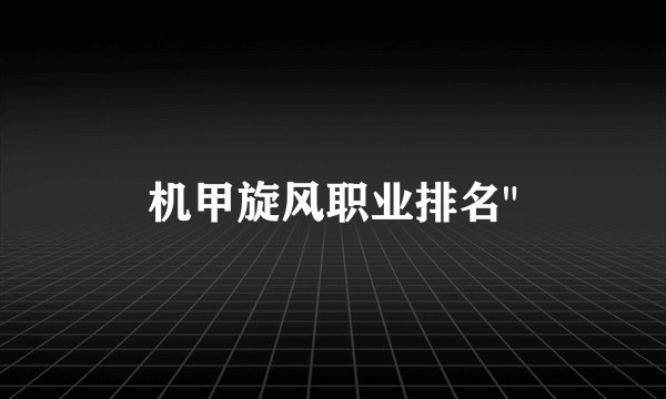 机甲旋风职业排名