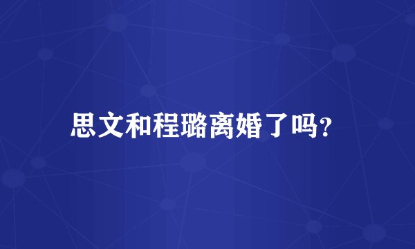 思文和程璐离婚了吗？