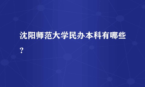 沈阳师范大学民办本科有哪些？
