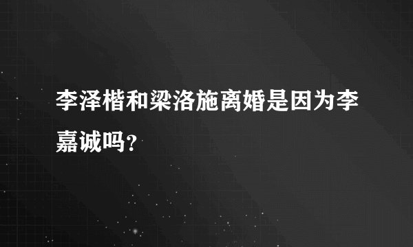 李泽楷和梁洛施离婚是因为李嘉诚吗？