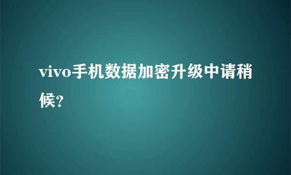 vivo手机数据加密升级中请稍候？