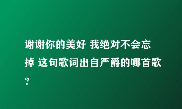 谢谢你的美好 我绝对不会忘掉 这句歌词出自严爵的哪首歌？
