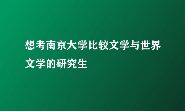 想考南京大学比较文学与世界文学的研究生
