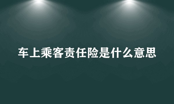 车上乘客责任险是什么意思