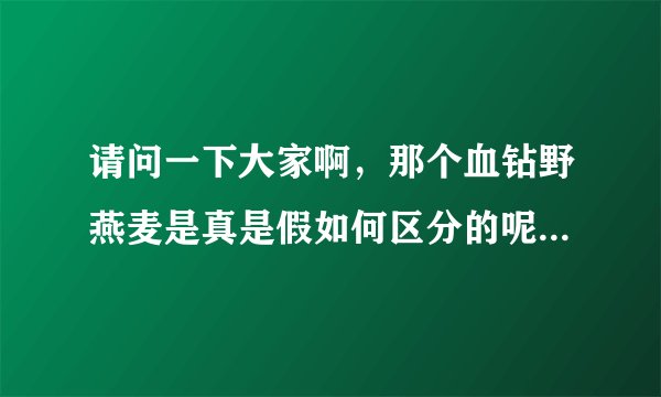 请问一下大家啊，那个血钻野燕麦是真是假如何区分的呢，会的教下