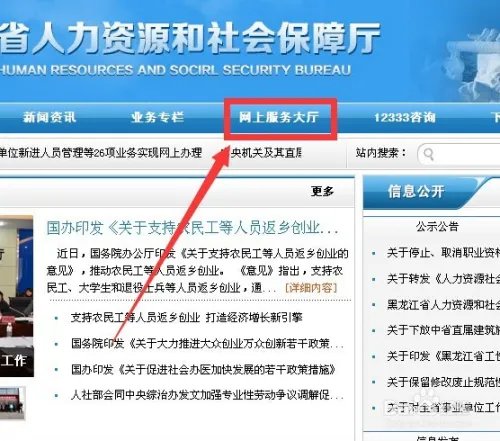 使用黑龙江省人力资源和社会保障网上服务大厅
