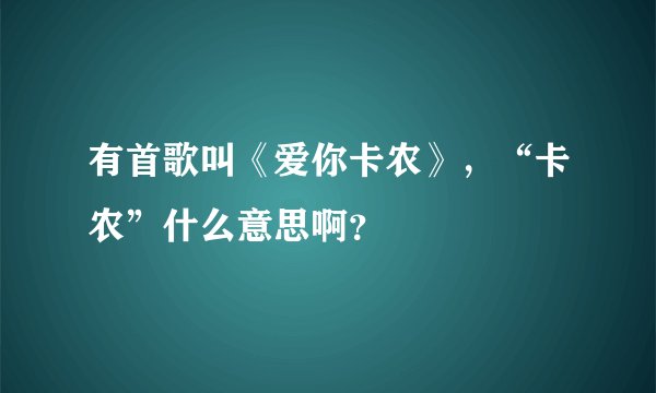 有首歌叫《爱你卡农》，“卡农”什么意思啊？