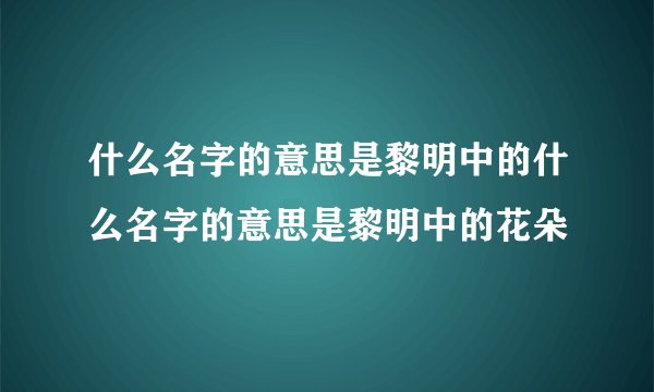 什么名字的意思是黎明中的什么名字的意思是黎明中的花朵