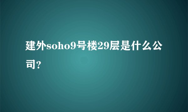 建外soho9号楼29层是什么公司？