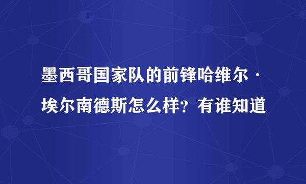 墨西哥国家队的前锋哈维尔·埃尔南德斯怎么样？有谁知道