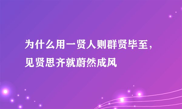 为什么用一贤人则群贤毕至，见贤思齐就蔚然成风