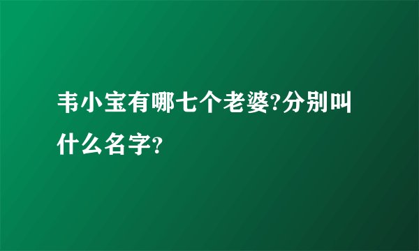 韦小宝有哪七个老婆?分别叫什么名字？