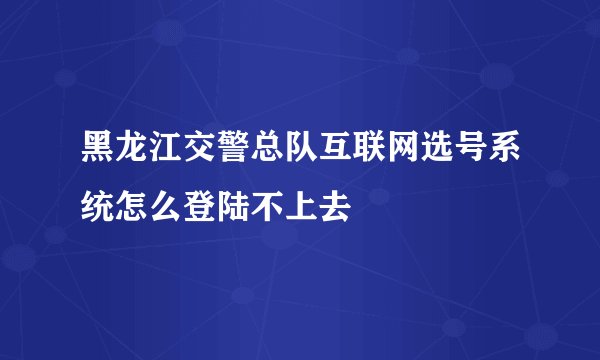 黑龙江交警总队互联网选号系统怎么登陆不上去