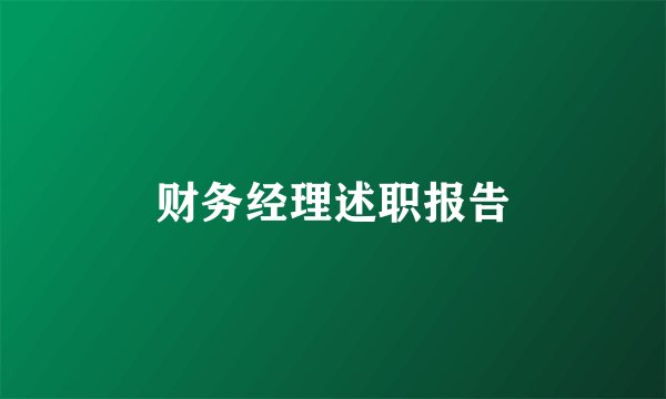 财务经理述职报告