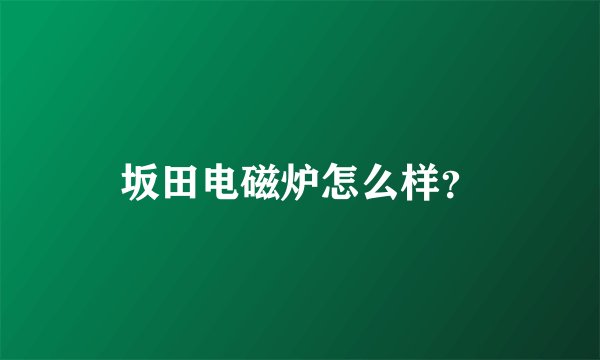坂田电磁炉怎么样?
