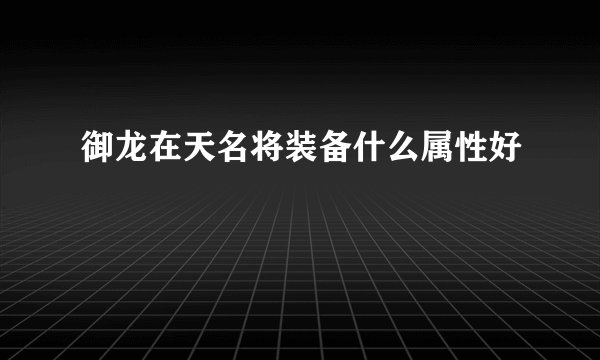 御龙在天名将装备什么属性好