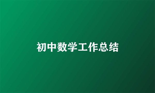 初中数学工作总结