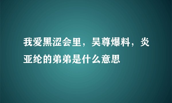 我爱黑涩会里，吴尊爆料，炎亚纶的弟弟是什么意思