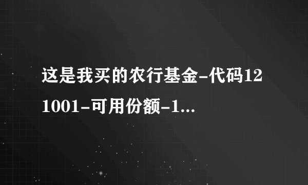 这是我买的农行基金-代码121001-可用份额-166.62 单位T-1日净值-1.131T-1日市值188