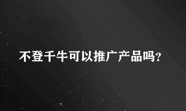 不登千牛可以推广产品吗？