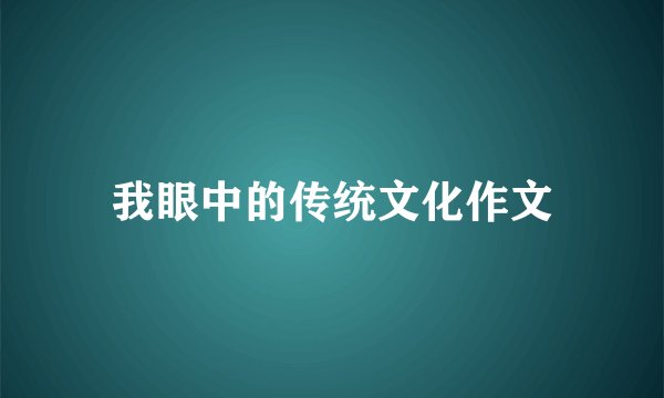 我眼中的传统文化作文