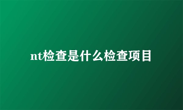 nt检查是什么检查项目