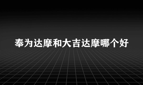 奉为达摩和大吉达摩哪个好