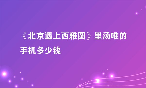 《北京遇上西雅图》里汤唯的手机多少钱