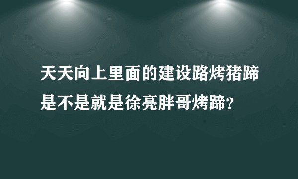 天天向上里面的建设路烤猪蹄是不是就是徐亮胖哥烤蹄？