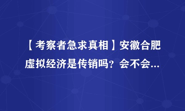 【考察者急求真相】安徽合肥虚拟经济是传销吗？会不会有什么内幕？