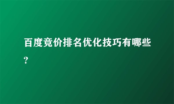 百度竞价排名优化技巧有哪些？