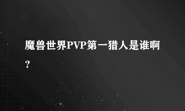 魔兽世界PVP第一猎人是谁啊？