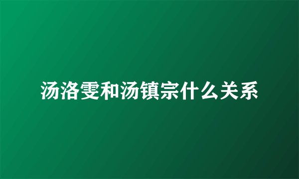 汤洛雯和汤镇宗什么关系