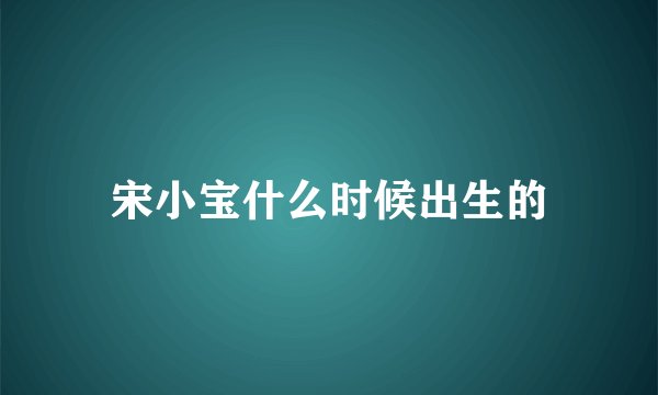 宋小宝什么时候出生的