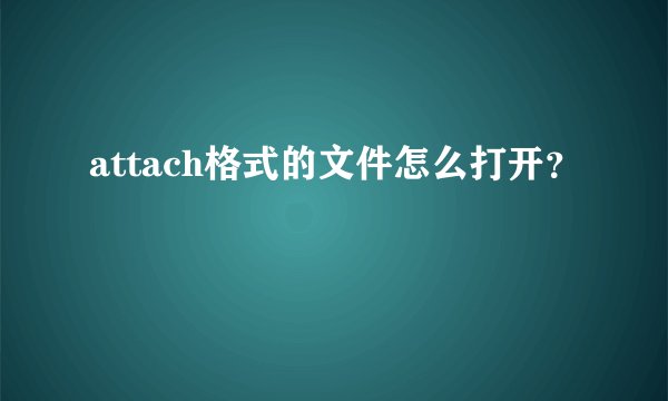 attach格式的文件怎么打开？
