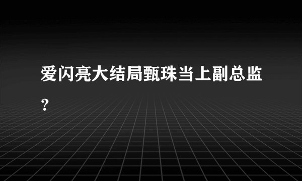 爱闪亮大结局甄珠当上副总监？