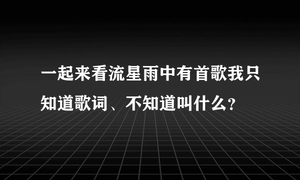 一起来看流星雨中有首歌我只知道歌词、不知道叫什么？