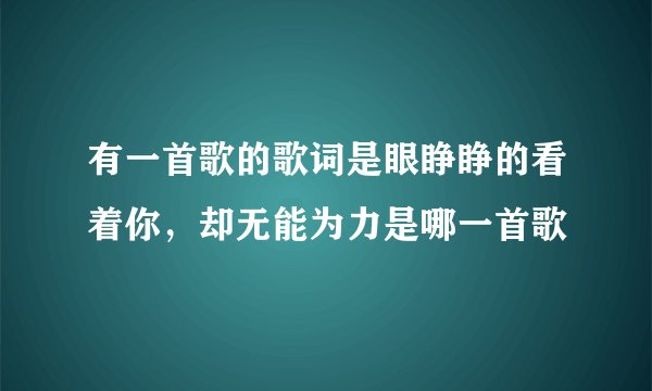 有一首歌的歌词是眼睁睁的看着你，却无能为力是哪一首歌