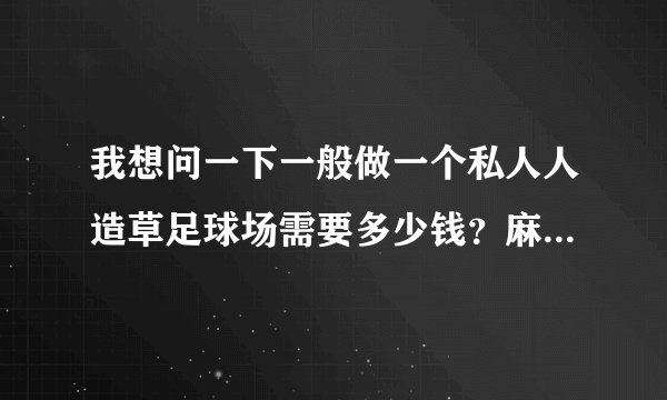 我想问一下一般做一个私人人造草足球场需要多少钱？麻烦大家了