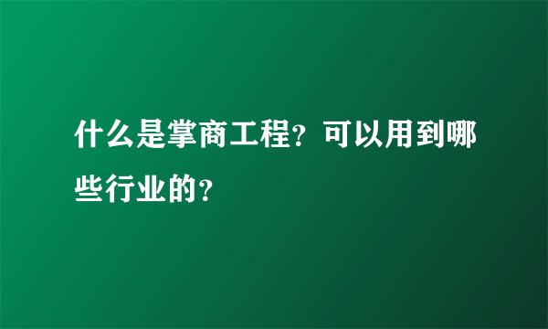 什么是掌商工程？可以用到哪些行业的？