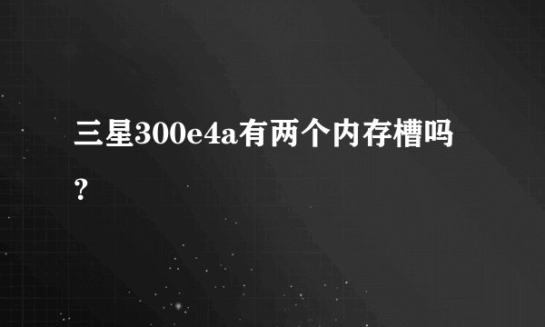 三星300e4a有两个内存槽吗？