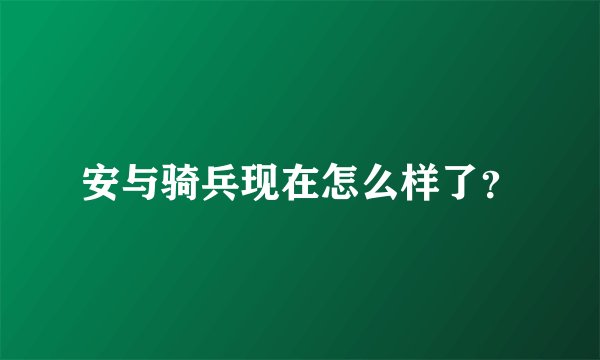 安与骑兵现在怎么样了？