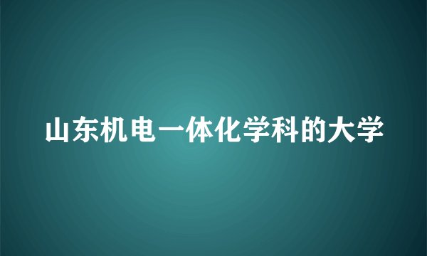 山东机电一体化学科的大学
