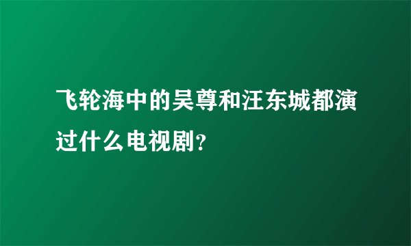 飞轮海中的吴尊和汪东城都演过什么电视剧？