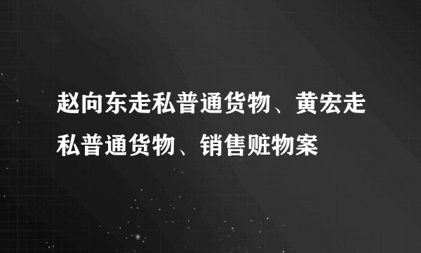 赵向东走私普通货物、黄宏走私普通货物、销售赃物案