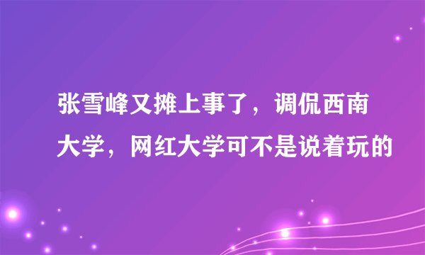 张雪峰又摊上事了，调侃西南大学，网红大学可不是说着玩的